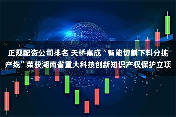 正规配资公司排名 天桥嘉成“智能切割下料分拣产线”荣获湖南省重大科技创新知识产权保护立项
